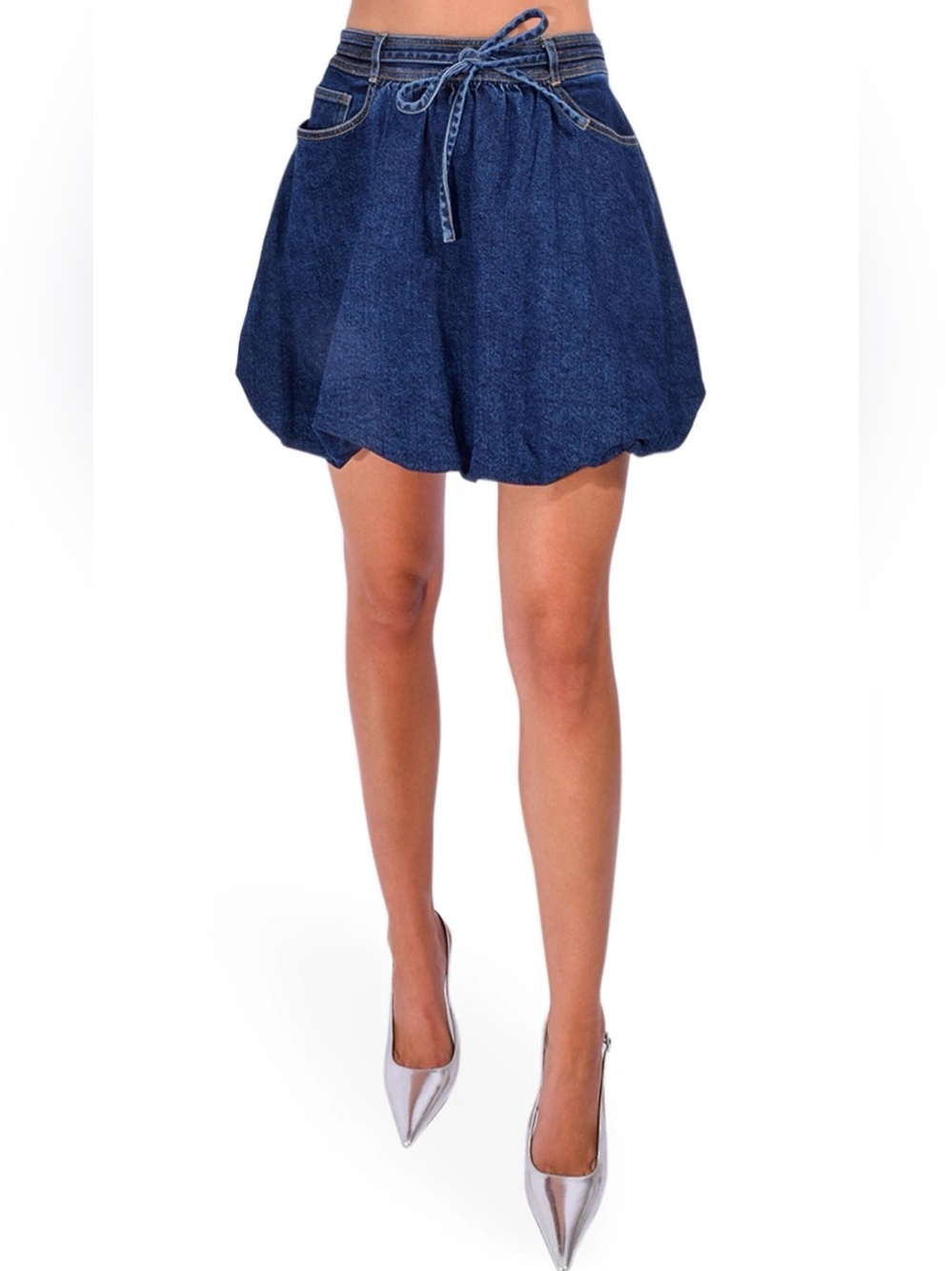 Cinq à Sept Denim Shorts Women’s Size 0 Blue High Rise Paperbag Waist Tie Front